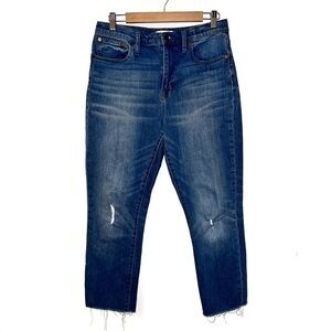 Madewell High-Rise Slim Crop Raw Hem Boyjean in Dover Wash